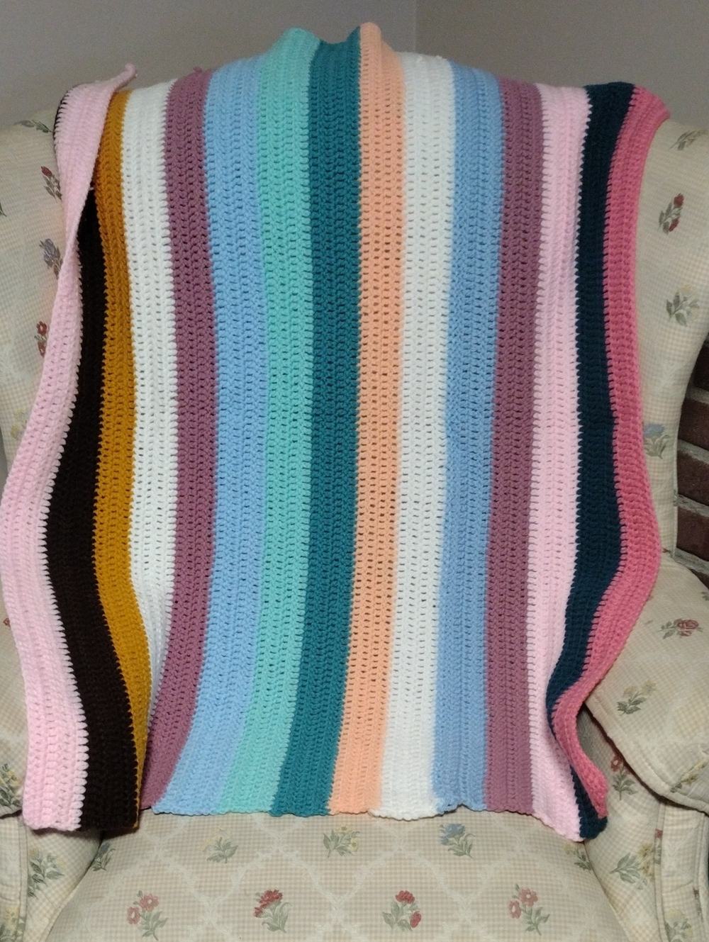Handcrafted Striped Crochet Lap Afghan